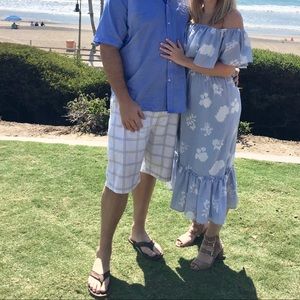 Off the shoulder light blue floral